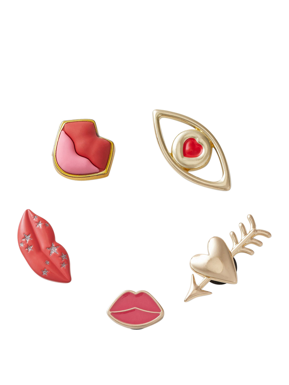 andere crocs zubehör valentines lips 5 pack - rot größe tu