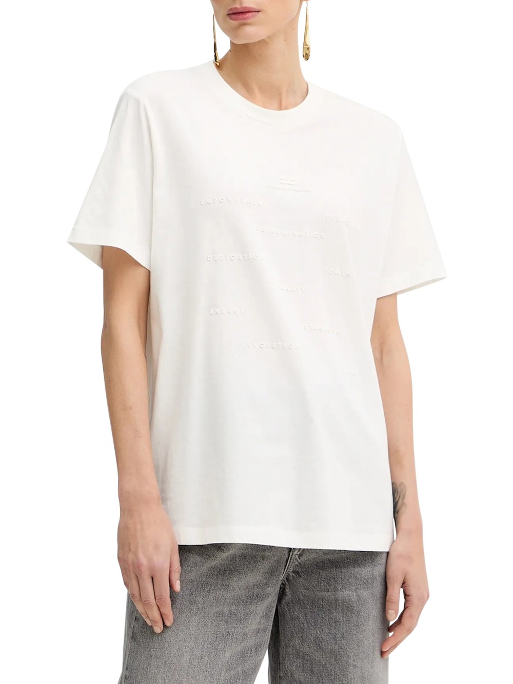 elisabetta franchi damen-t-shirt - elfenbein größe 44