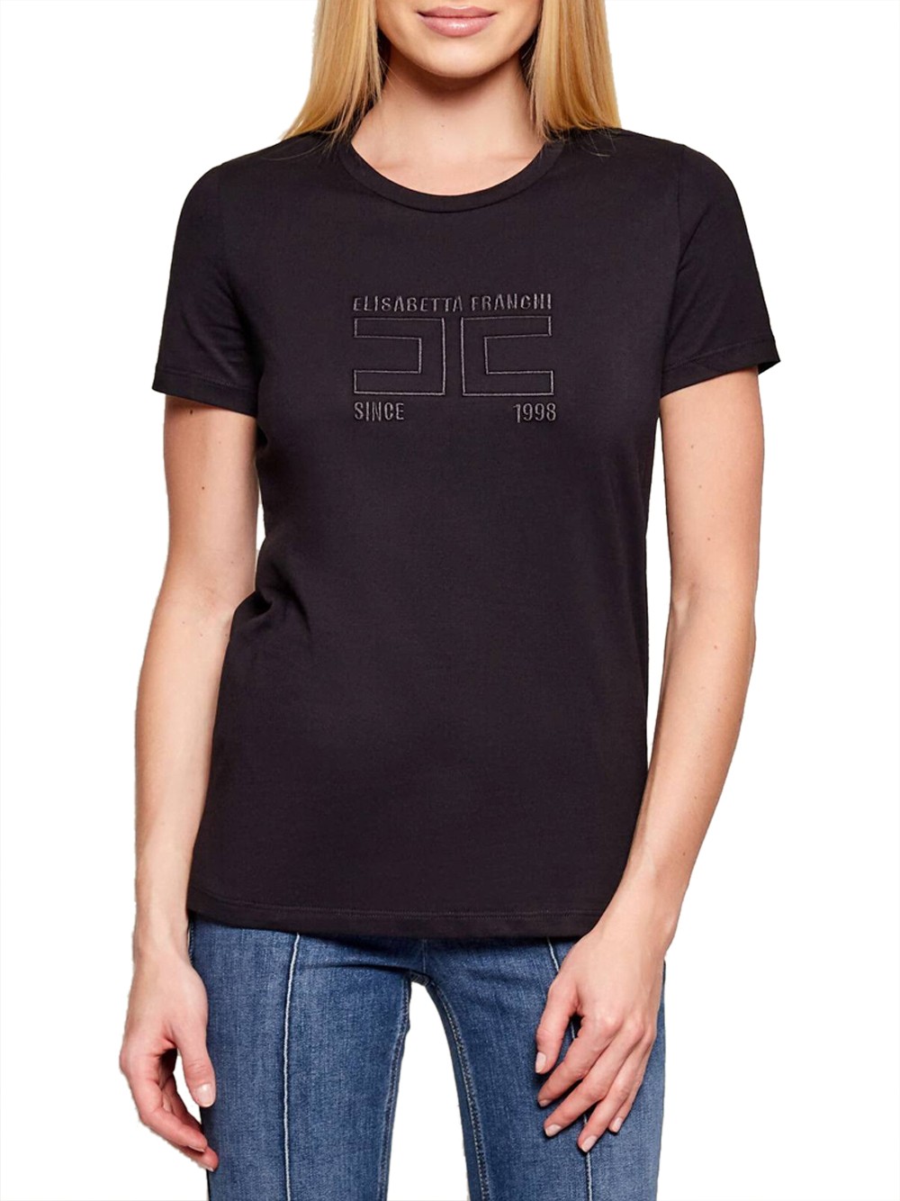 elisabetta franchi damen t-shirt - schwarz größe 38
