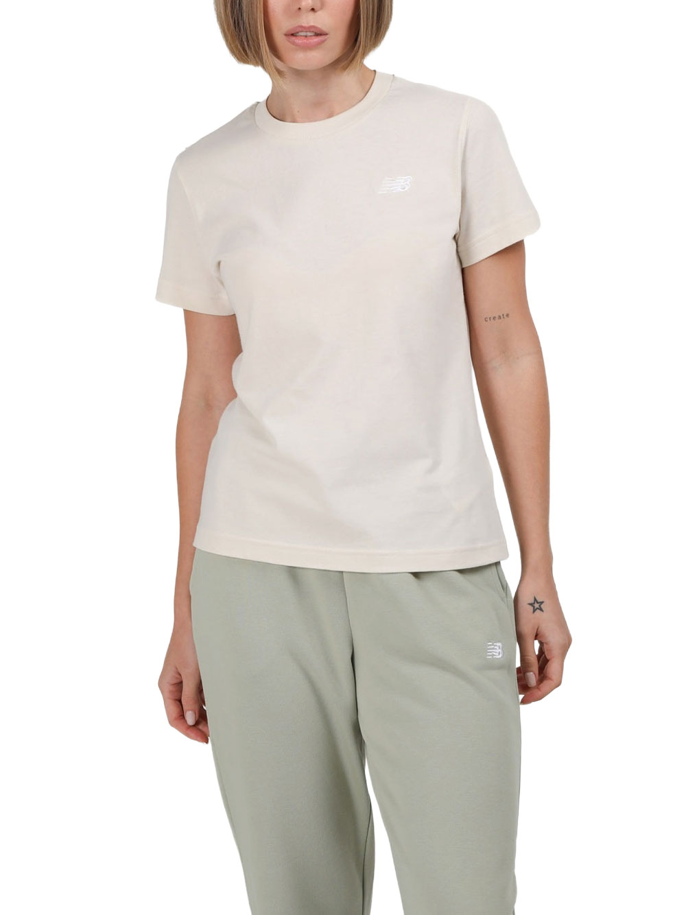 new balance t-shirt für frauen - beige größe m
