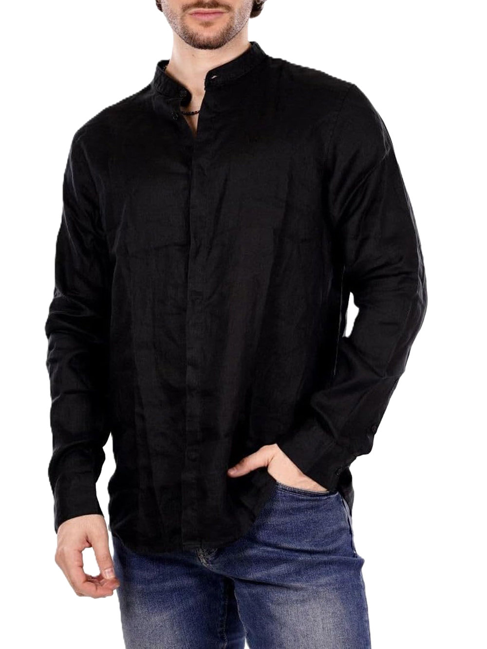 Armani-Exchange Uomo Nero Camicia Casual Armani Exchange Da