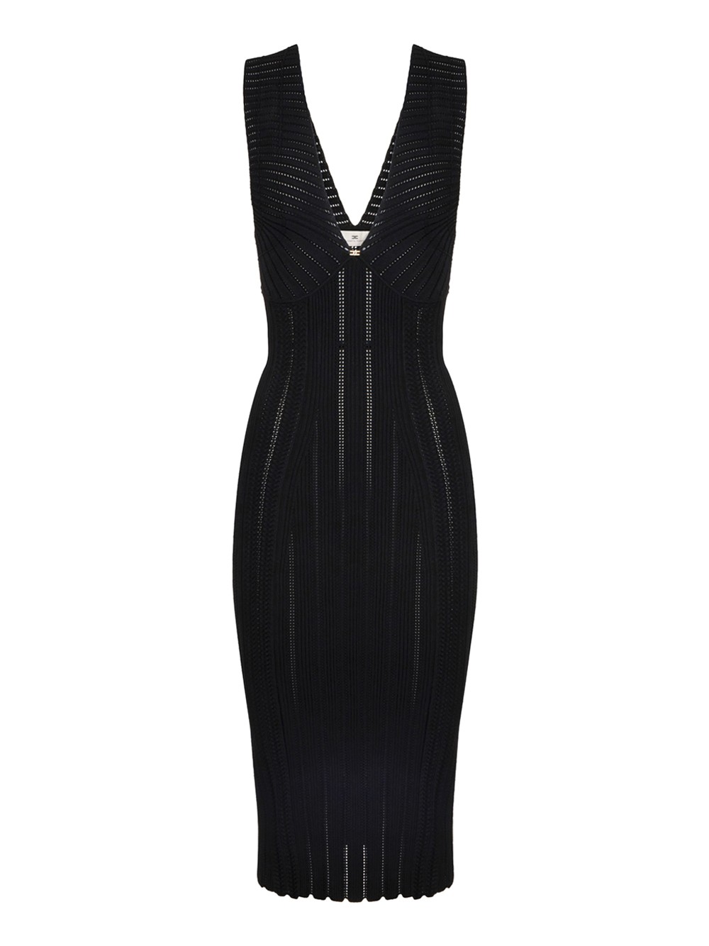 elisabetta franchi midi-kleid schwarz - damen größe 44