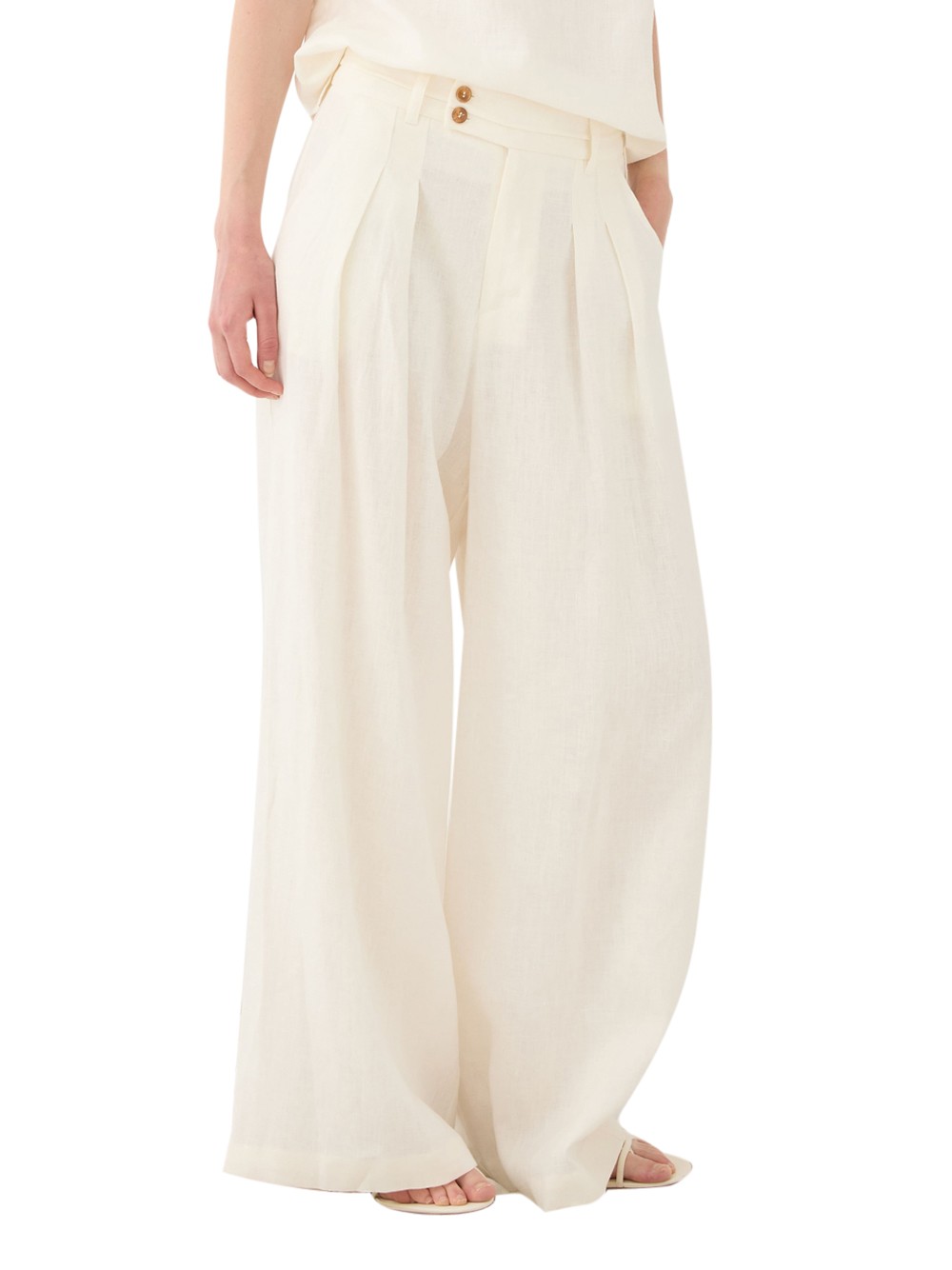 eleh palazzo-hose weiß - damen größe 44