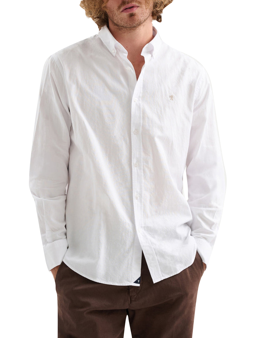 Jaggy Uomo Bianco Camicia Casual Da