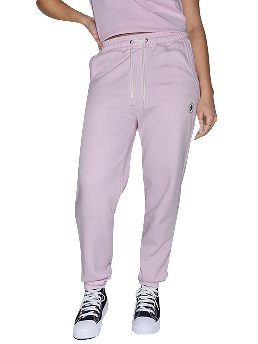 pantalone tuta converse chuck patch da donna - rosa taglia s