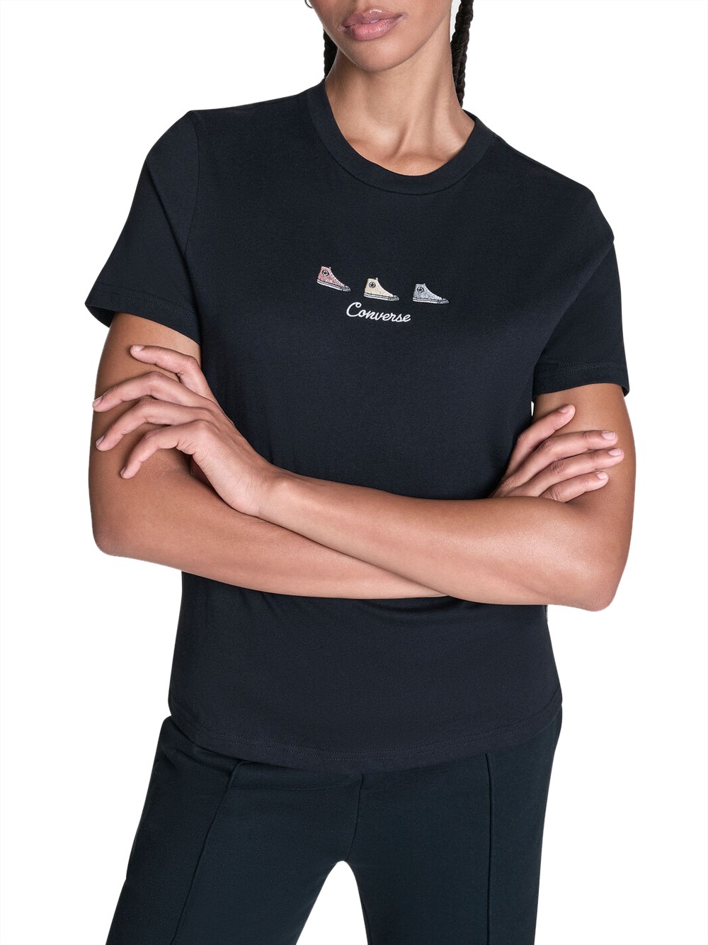 converse t-shirt schwarz - damen größe xs