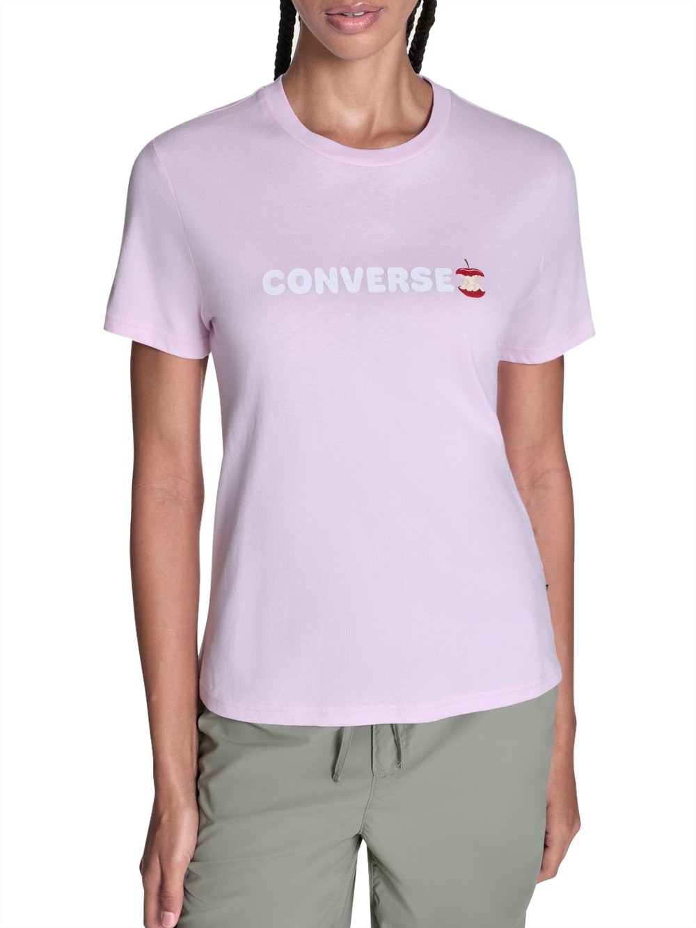 t-shirt converse apple da donna - rosa taglia l